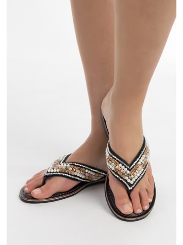 usha FESTIVAL Damen Sandalen Mit Perlenstickerei in Schwarz