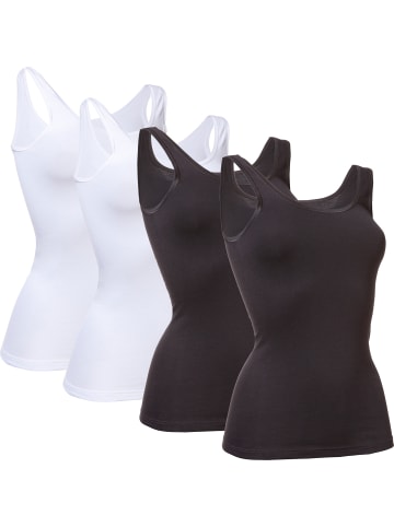 Con-ta Baumwolle, Feinripp Unterhemd 4er-Pack in weiß/schwarz