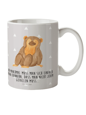Mr. & Mrs. Panda Reisebecher Affe mit Spruch in Grau Pastell