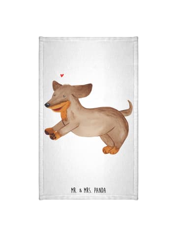 Mr. & Mrs. Panda Handtuch Hund Dackel ohne Spruch in Weiß