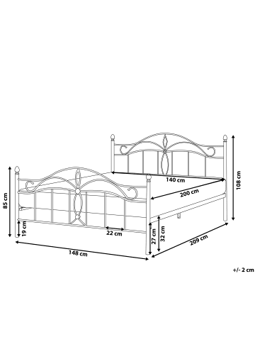 Beliani Doppelbett ANTLIA in Weiß - (W) 148 x (H) 108 x (L) 209 cm