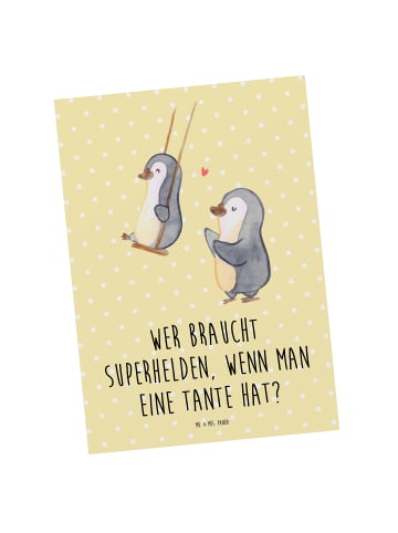 Mr. & Mrs. Panda Grußkarte Lieblings-Tante mit Spruch in Gelb Pastell