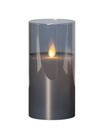 STAR Trading LED Windlicht ,M-Twinkle' mit Flackereffekt, Batterie, Timer, grau, H