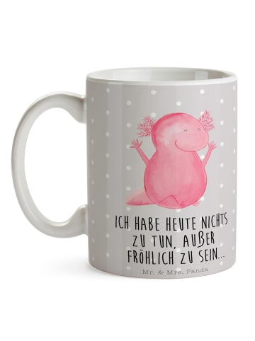 Mr. & Mrs. Panda Pott Axolotl Hurra mit Spruch in Grau Pastell
