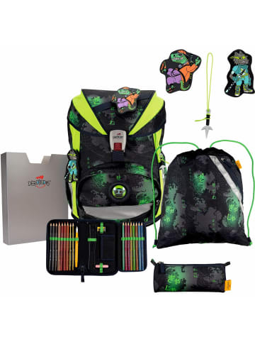 DerDieDas ErgoFlex Superlight Schulrucksack Set 5-tlg. Funny Fighter in grün