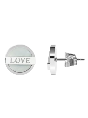 Adeliás Damen Ohrringe – Ohrstecker aus Edelstahl mit Perlmutt in silber