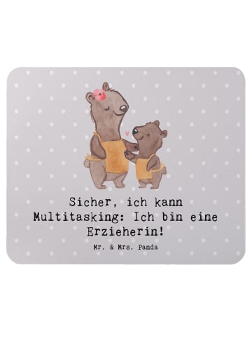 Mr. & Mrs. Panda Mousepad Erzieherin Multitasking mit Spruch in Grau Pastell