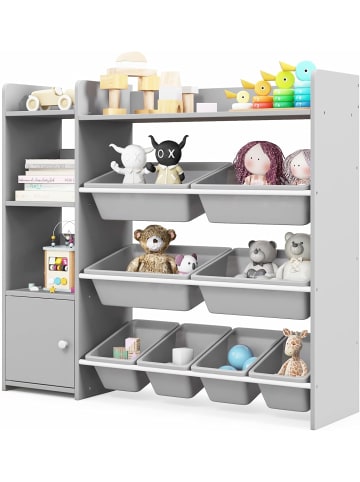 COSTWAY Spielzeugregal mit 8 Aufbewahrungsboxen in Grau
