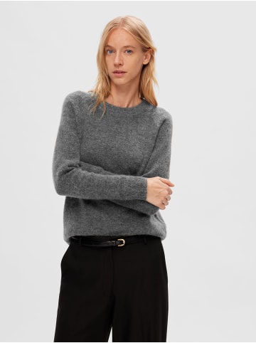 SELECTED FEMME Strick Pullover SLFLULU Wollpullover Rundhals Sweater in Grau-3