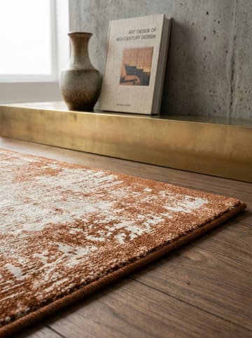 KADIMA DESIGN Teppich Velours, Hochwertiges Design, Wohn-Esszimmer, Komfortabel in Terrakotta