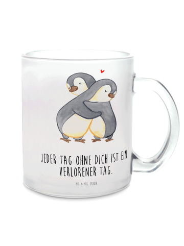 Mr. & Mrs. Panda Teetasse Pinguine Kuscheln mit Spruch in Transparent