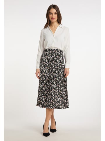 Usha Damen Midirock Mit Blütenprint in Schwarz Mehrfarbig