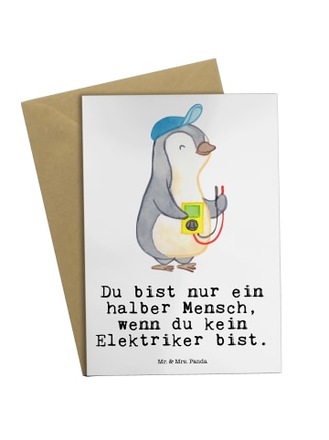 Mr. & Mrs. Panda Beileidskarte Elektriker Herz mit Spruch in Weiß