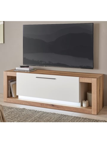 Furn.Design TV-Lowboard weiß matt, Evoke Eiche, TV Unterteil 150 x 49 cm