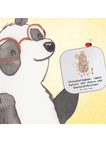 Mr. & Mrs. Panda Untersetzer Glas Erzieherin Chaos mit Spruch in Weiß