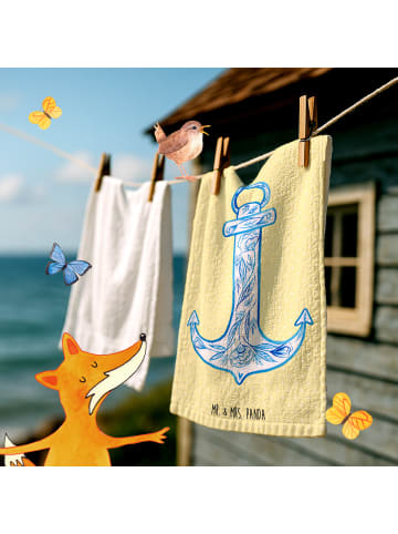 Mr. & Mrs. Panda handtuch gäste wc Anker Blau ohne Spruch in Gelb Pastell