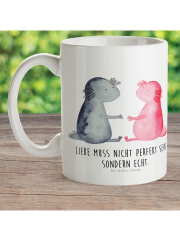 Mr. & Mrs. Panda Tasse mit Henkel Axolotl Liebe mit Spruch in Weiß