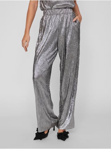 Vila Elegante Stoff Hose Wide Pants Silberne Glitzerhose VIFIOLA in Silber