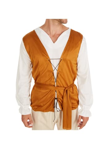 tectake Langarm-Shirt, Weste und bequeme Hose, braun/weiß