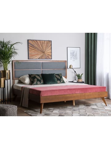 Beliani Doppelbett POISSY in Braun/Grau - (W) 167 x (H) 120 x (L) 202 cm