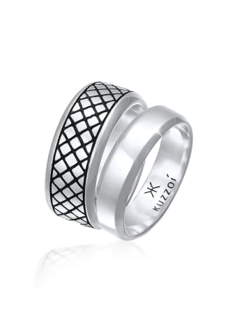 KUZZOI Ring 925 Sterling Silber Ring Set in Schwarz