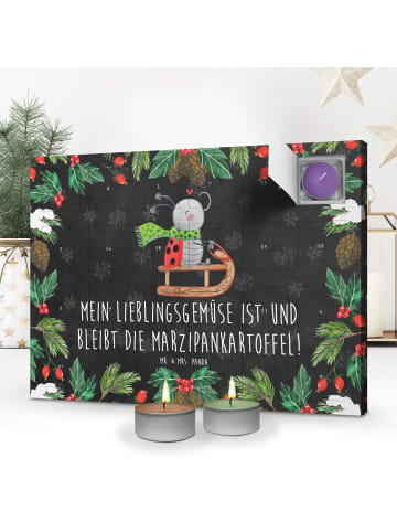 Mr. & Mrs. Panda adventskalender kerzen Smörle Rodeln mit Spruch in Kreidetafel