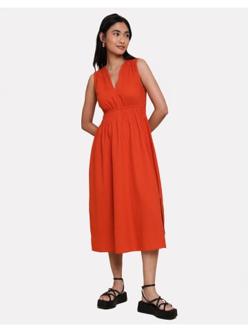 Threadbare Sommerkleid THB Peppercorn Linen Waisted Midi Dress in Orange