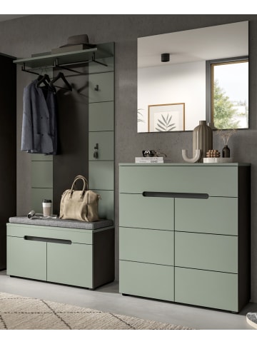 Inn.Furn Garderobe-Set Salbei und grau, Garderobe 4-teilig, 175 x 190 cm, Soft-Close