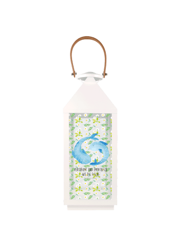 Mr. & Mrs. Panda Laterne Sternzeichen Fische mit Spruch in Transparent