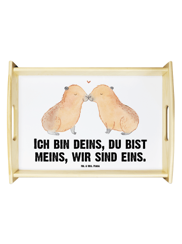 Mr. & Mrs. Panda Servierplatte Capybara Liebe mit Spruch in Weiß