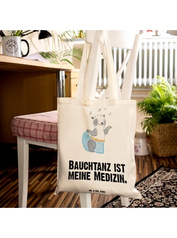 Mr. & Mrs. Panda Schultertasche Panda Bauchtanz mit Spruch in Creme