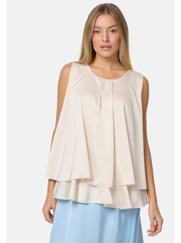 PM SELECTED Satin Overlay Top in Beige