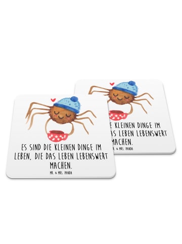 Mr. & Mrs. Panda Untersetzer Spinne Agathe Kaffee mit Spruch in Weiß