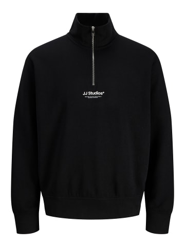 Jack & Jones Sweatshirt mit halbem Reißverschluss in Black
