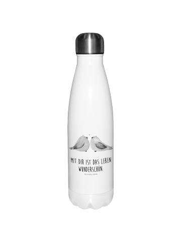 Mr. & Mrs. Panda Thermosflasche Turteltauben Liebe mit Spruch in Weiß