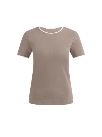 YAYA T-Shirt mit Rand in Deep Taupe Brown