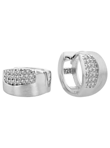 Adeliás Damen Ohrringe – Klappcreole aus 925 Silber mit Zirkonia in silber