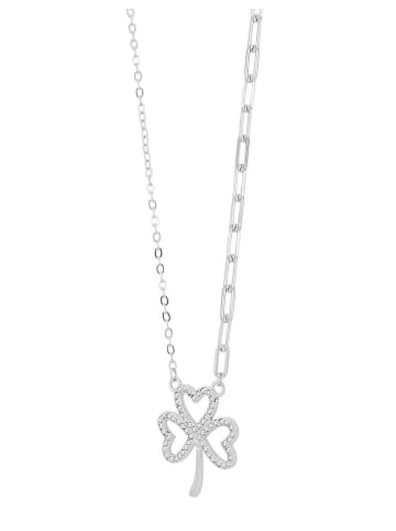 Adeliás Damen Halskette mit Anhänger – Kleeblatt aus 925 Silber in silber