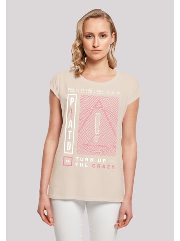 F4NT4STIC Extended Shoulder T-Shirt Panic At The Disco Turn Up The Crazy in Whitesand