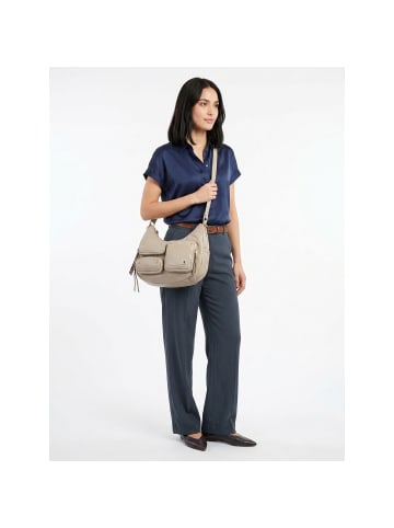 DuDu Pocket Schultertasche Leder 30 cm in grigio sabbia