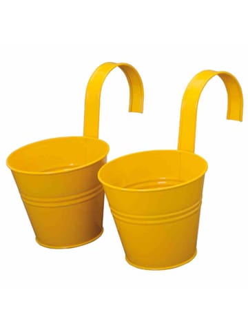 Siena Garden Blumentopf mit Halter, Zinkblech in gelb