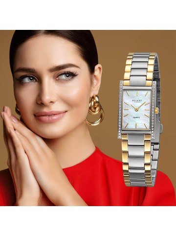 Regent Analog-Armbanduhr Regent Metallarmband silber, gold klein (ca. 20 x 32,5mm)