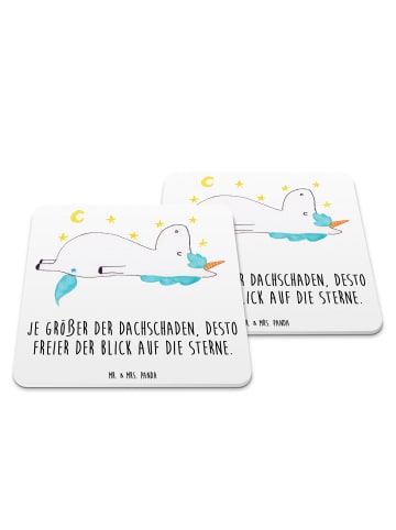 Mr. & Mrs. Panda Gläseruntersetzer Einhorn Sternenhimmel mit Spruch in Weiß