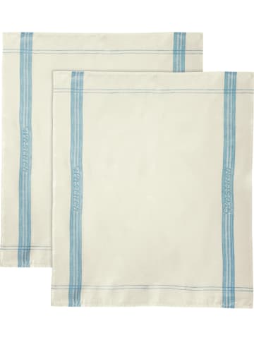 Erwin Müller Reinleinen, Gewebt Glastuch 2er-Pack in wollweiß-blau