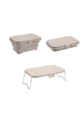 COFI 1453 Picknickkorb mit Tisch - Klappbar, 3in1 mit Becherhalter in Beige