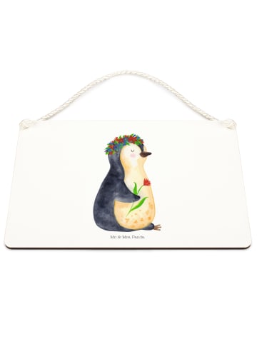 Mr. & Mrs. Panda Türschild Pinguin Blumen ohne Spruch in Weiß