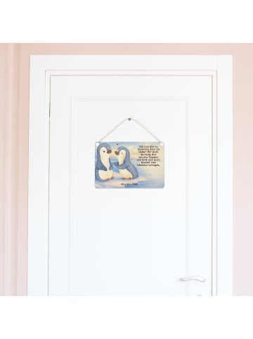 Mr. & Mrs. Panda Schild Pinguine trösten Design mit Spruch in Weiß