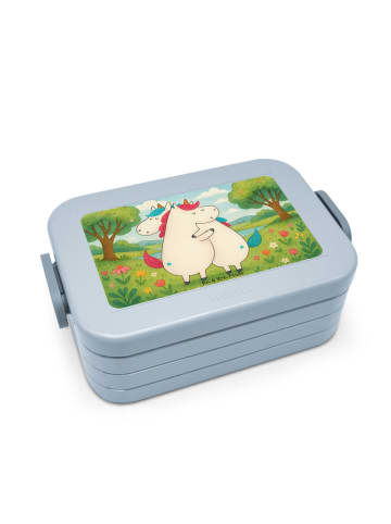 Mr. & Mrs. Panda Bento Box Einhörner Umarmen Design ohne Spruch in Blau Pastell
