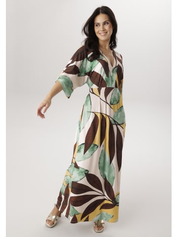 Aniston SELECTED Maxikleid in natur-ockergelb-braun-türkis-petrol