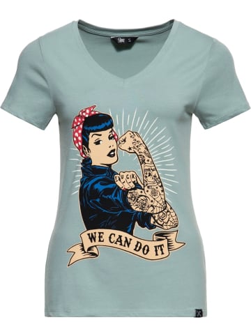 Queen Kerosin Shirt "T Shirt - We Can Do It" in Grün